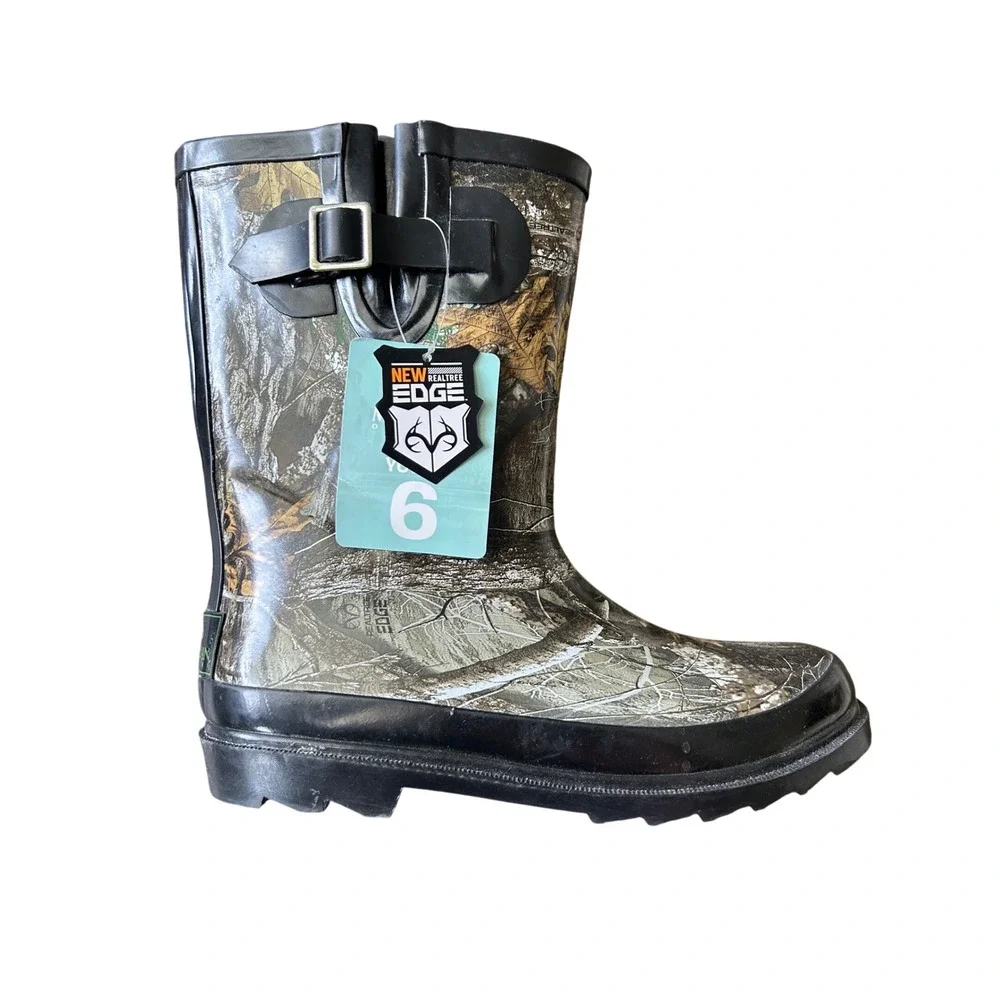 Magellan Outdoors Youth Rain Boots Realtree Edge Camo Rubber Boots Size 6 NEW